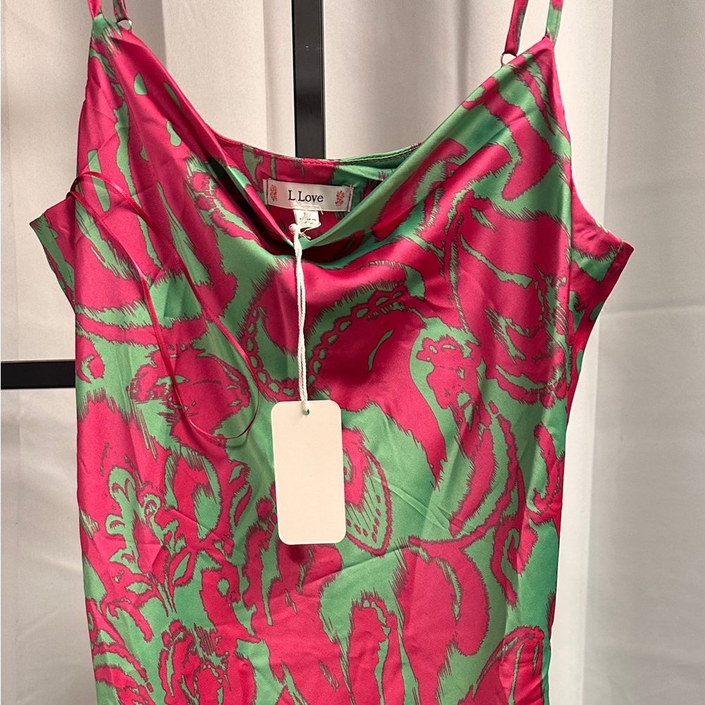 Pink and Green Slip Dress